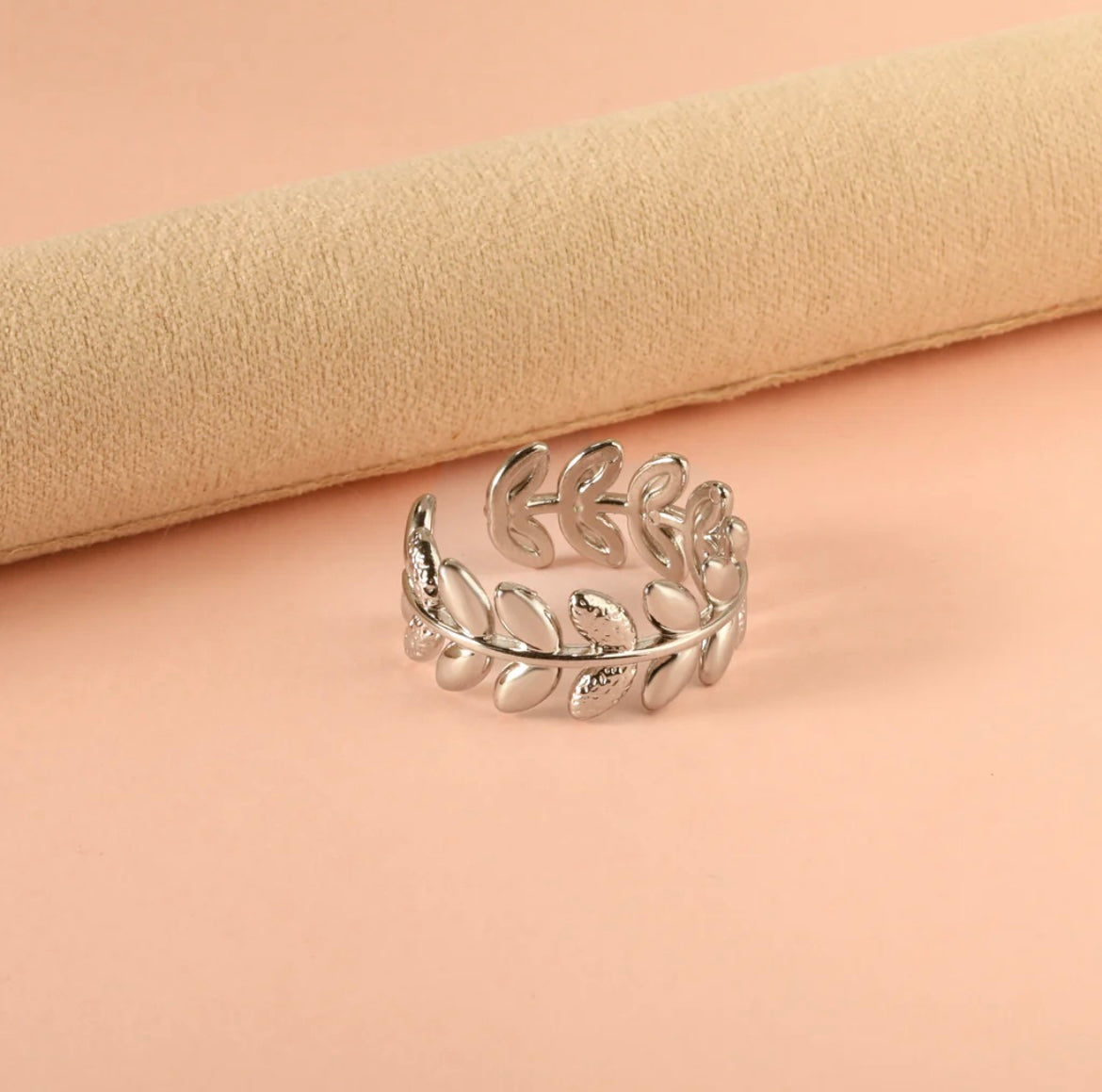 Silver Leaf Open Ring