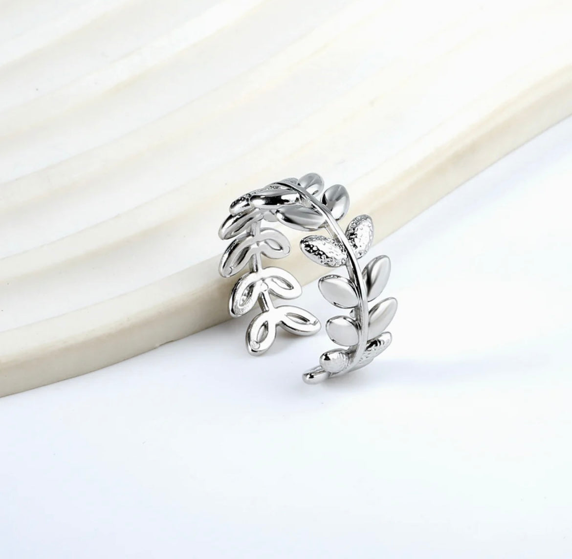 Silver Leaf Open Ring
