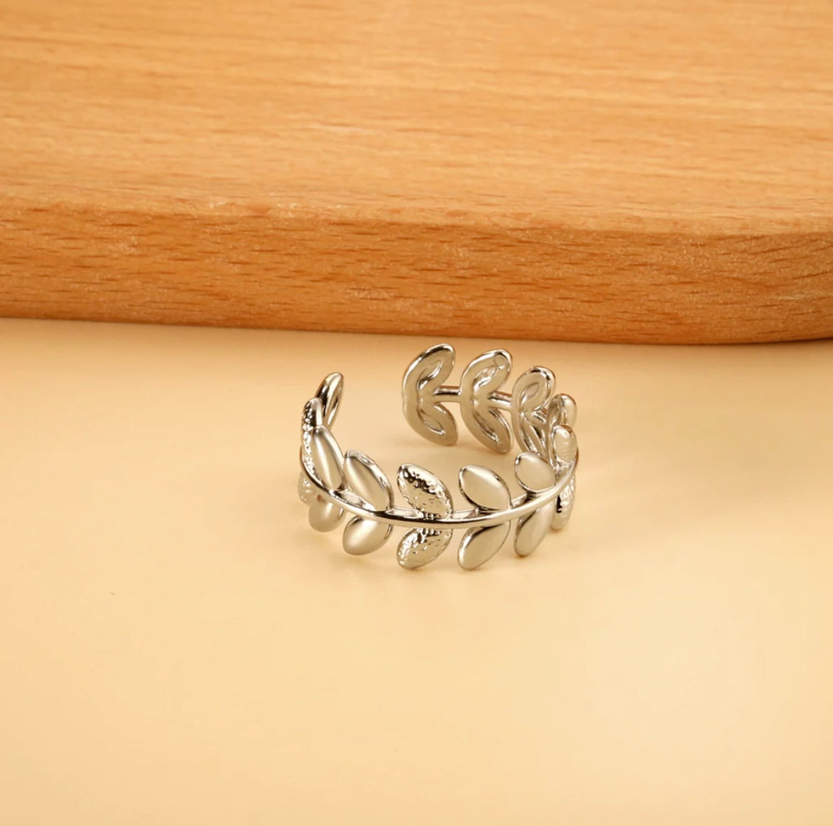 Silver Leaf Open Ring