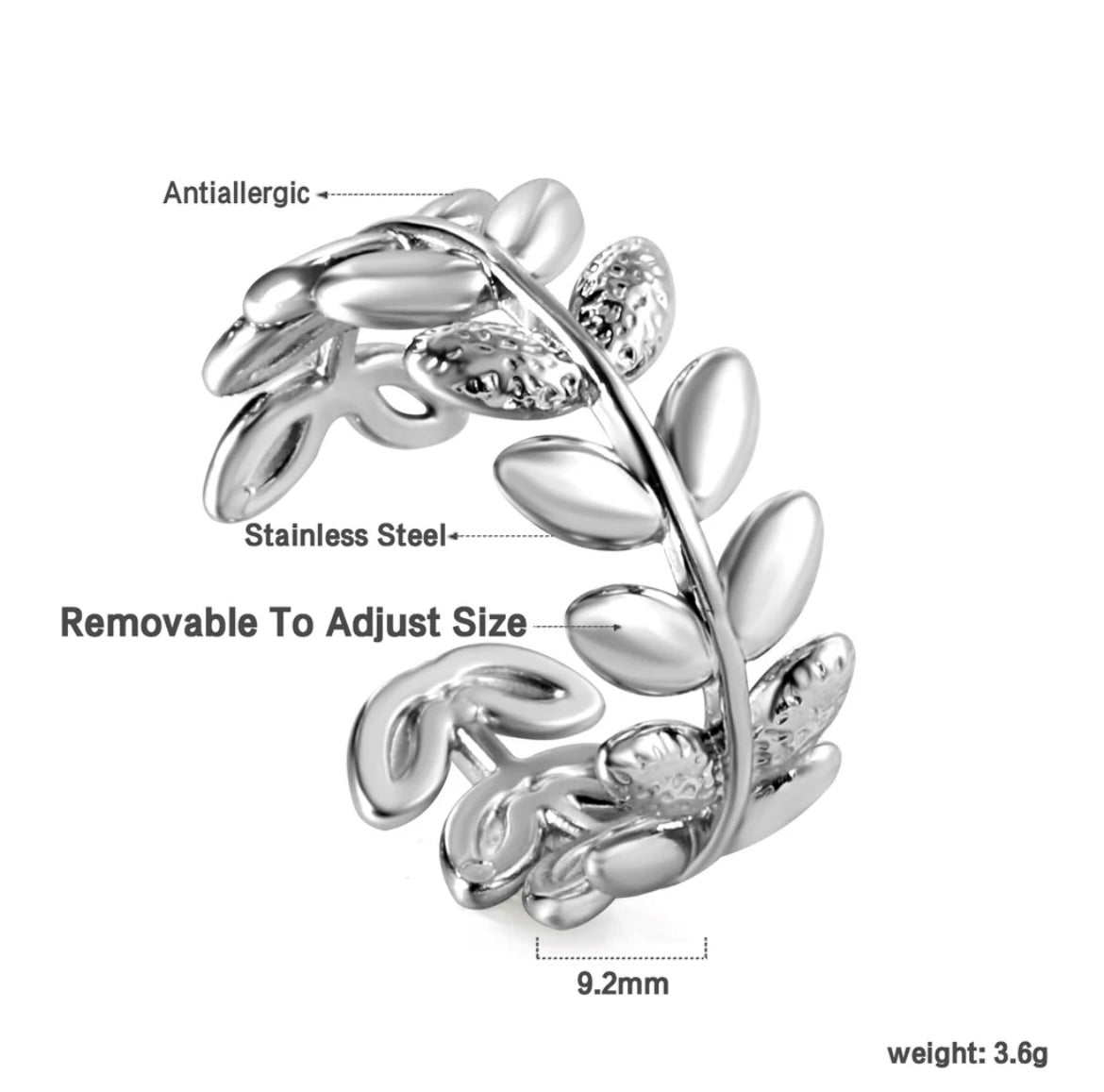 Silver Leaf Open Ring