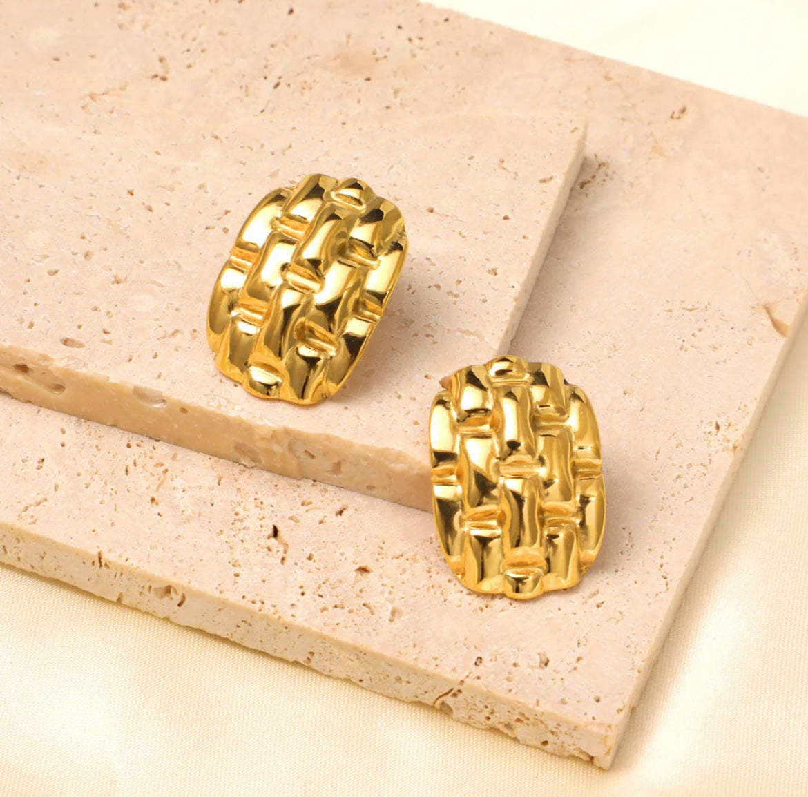 Gold Braided Stud Earrings