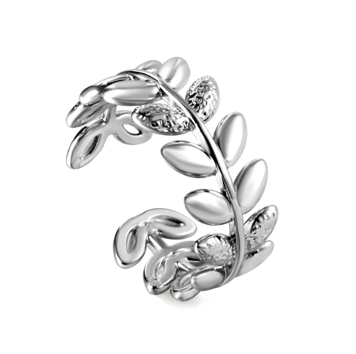 Silver Leaf Open Ring