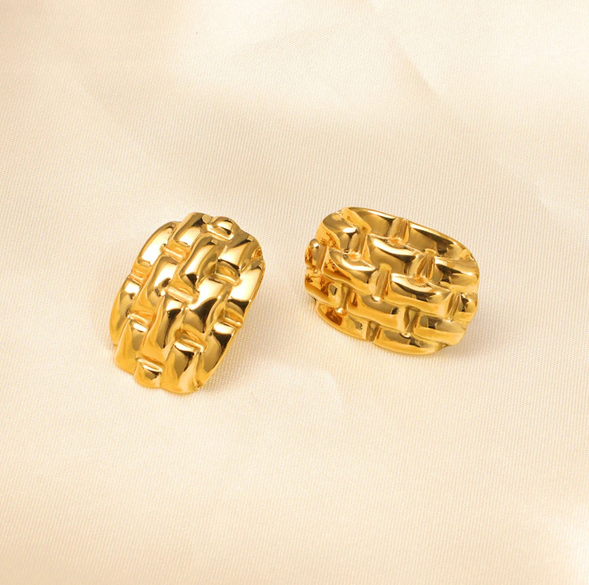 Gold Braided Stud Earrings