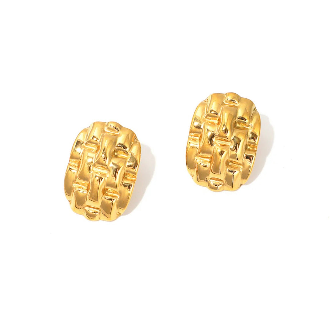 Gold Braided Stud Earrings